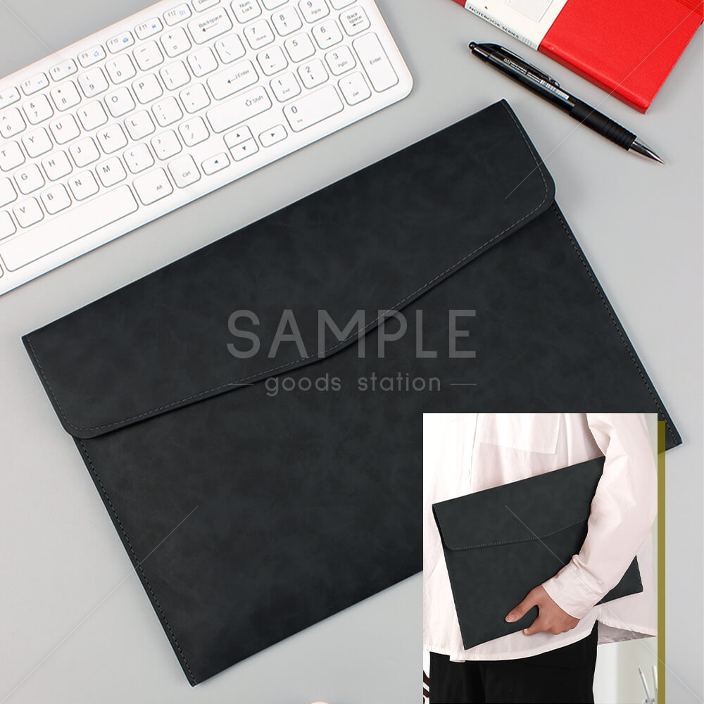 ブリーフケース 書類ケース レザー製 A4 資料 ノート タブレット 大容量 クラッチバッグ (ブラック)