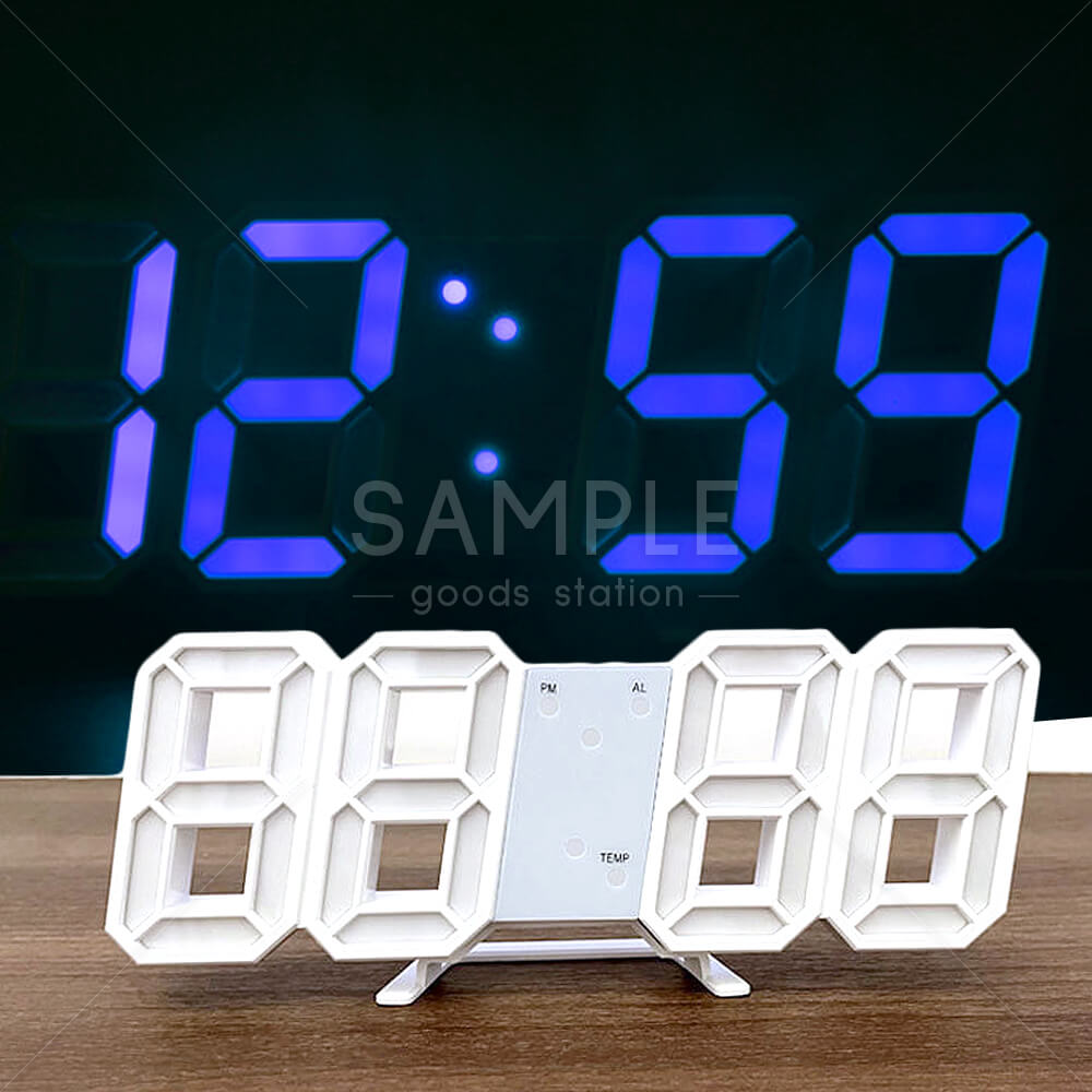LEDデジタル時計 目覚まし時計 3D LED時計 置き時計 壁掛け時計 掛け時計 アラーム機能付き 明るさ調整 ナイトランプ 年/月/日温度表示