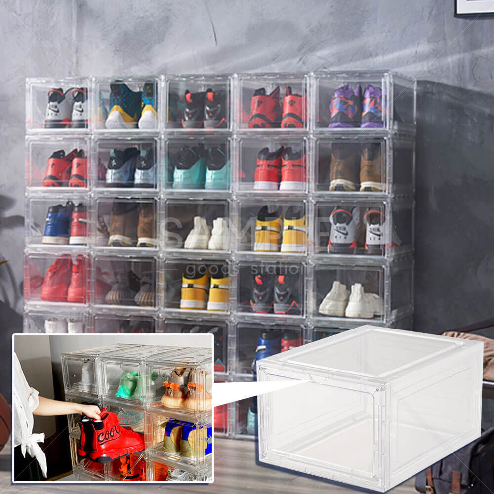 シューズボックス 靴収納 スニーカーボックス ディスプレイ ボックスケース コレクションケース 組み立て式 透明 8個セット