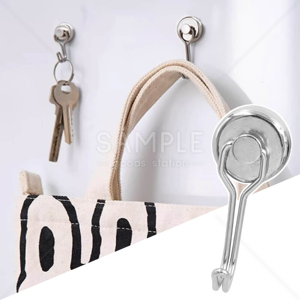 小型 マグネット フック 直径20mm 強力 磁石 垂直 自由な傾き ネオジムピン 壁掛け 天井 吊り下げ 冷蔵庫 キッチン オフィス 浴室 12個セット