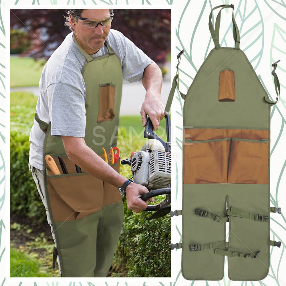 ガーデニングエプロン 草刈り 作業用エプロン 前掛け 6つのポケット付き バックルで固定可能 腕と両足を固定 水洗いOK 農作業 ガーデニング 家庭菜園 大容量ポケット 長さ調節可能