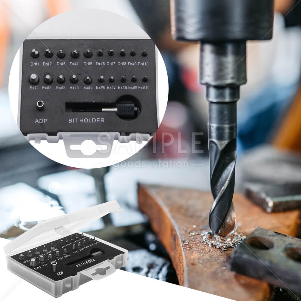 ドリルビットセット 22本セット なめたネジ外しビット 潰れたネジ取り外し 折れたボルト抜き エキストラクターセット 専用工具 ビス頭抜き ネジ山補修キット マルチサイズ 収納ケース付き コンパクト 合金鋼 錆びにくい 修理用工具